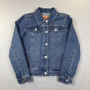 Levi Strauss Kids Denim Jean Jacket Size Large Blue Trucker Button Up EUC